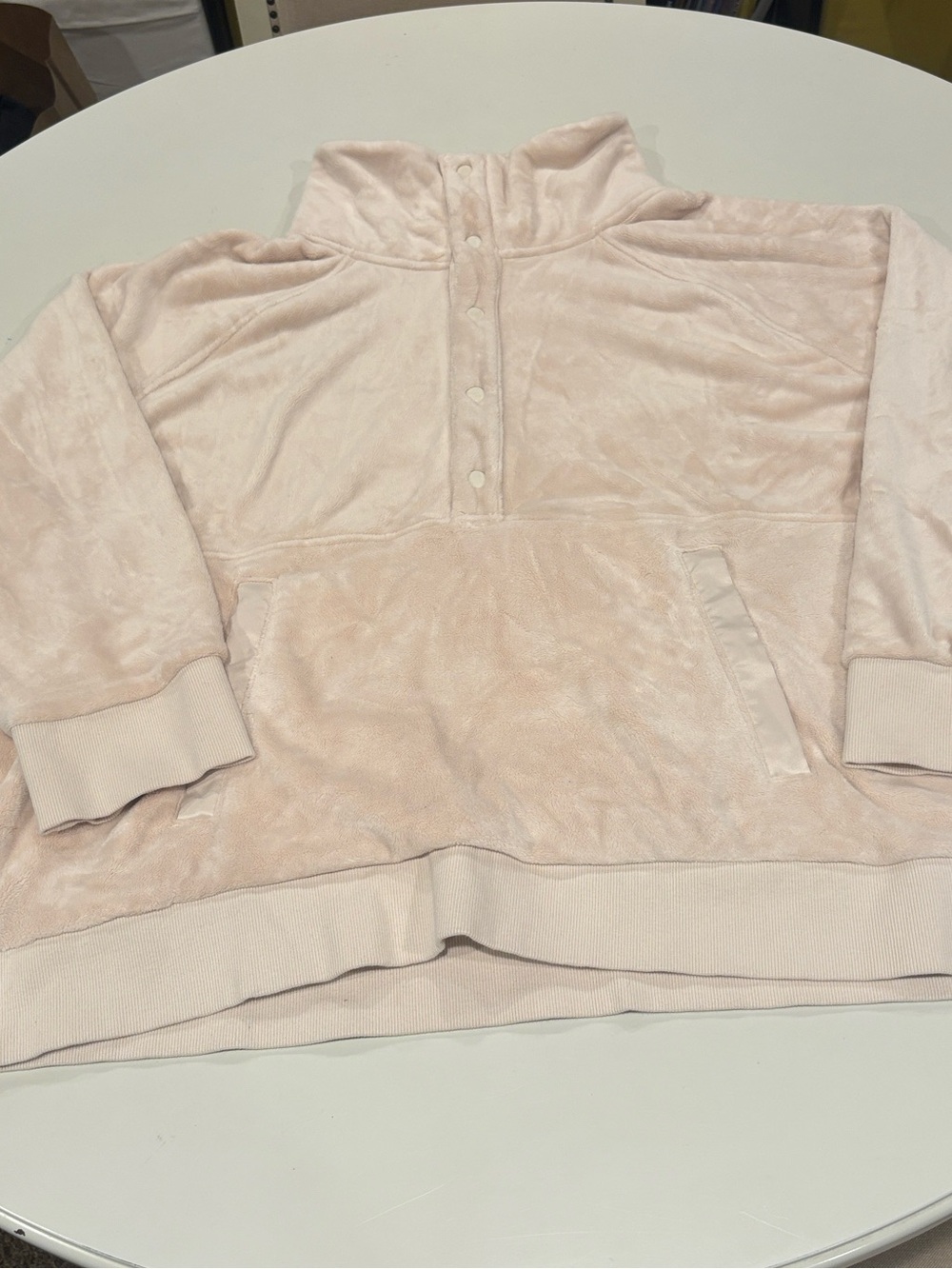 Athleta Recover Cozy Snap Front Sweatshirt Chantilly Cream